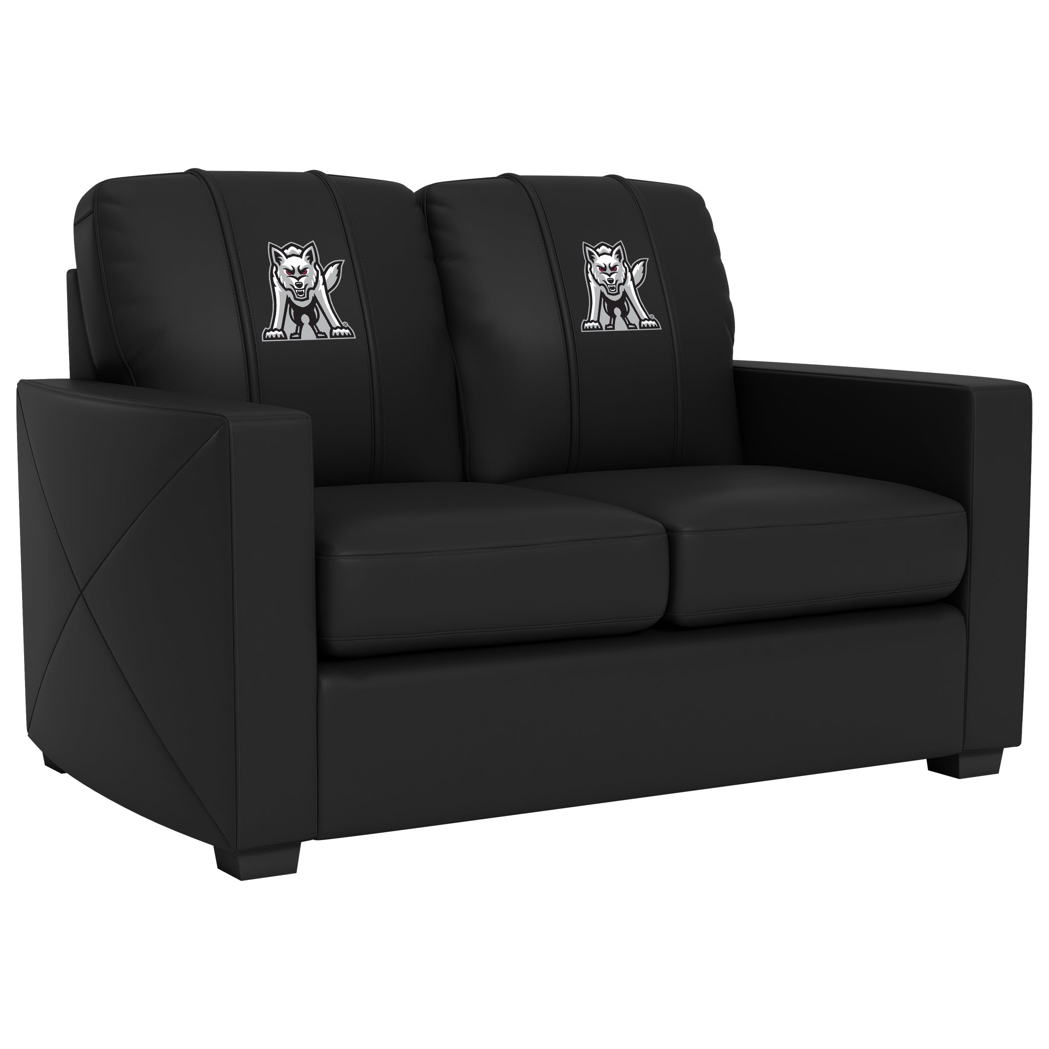 South Dakota Coyotes  Silver Loveseat with South Dakota Coyotes Emblem Logo