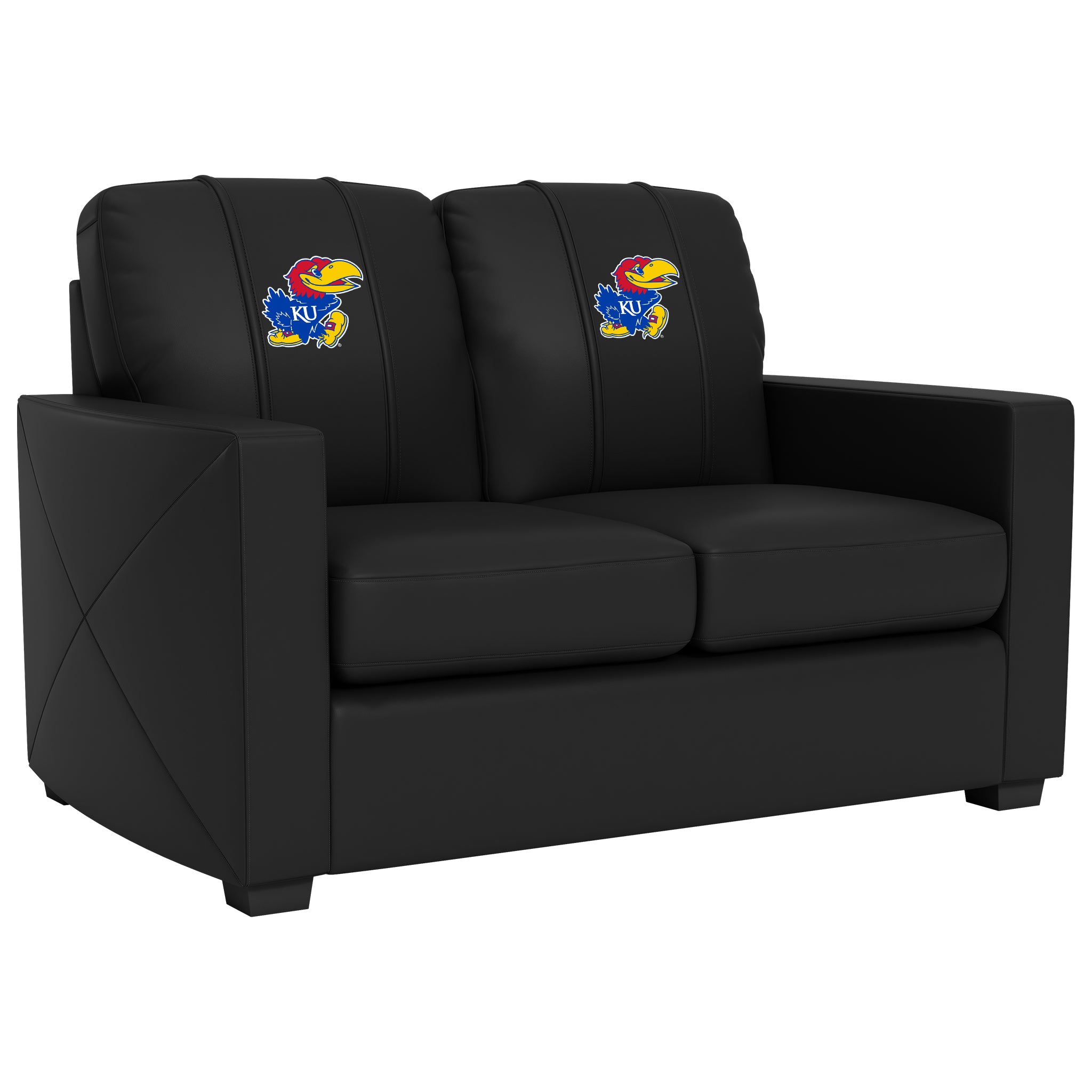 Kansas Jayhawks  Silver Loveseat with Kansas Jayhawks Logo Panel