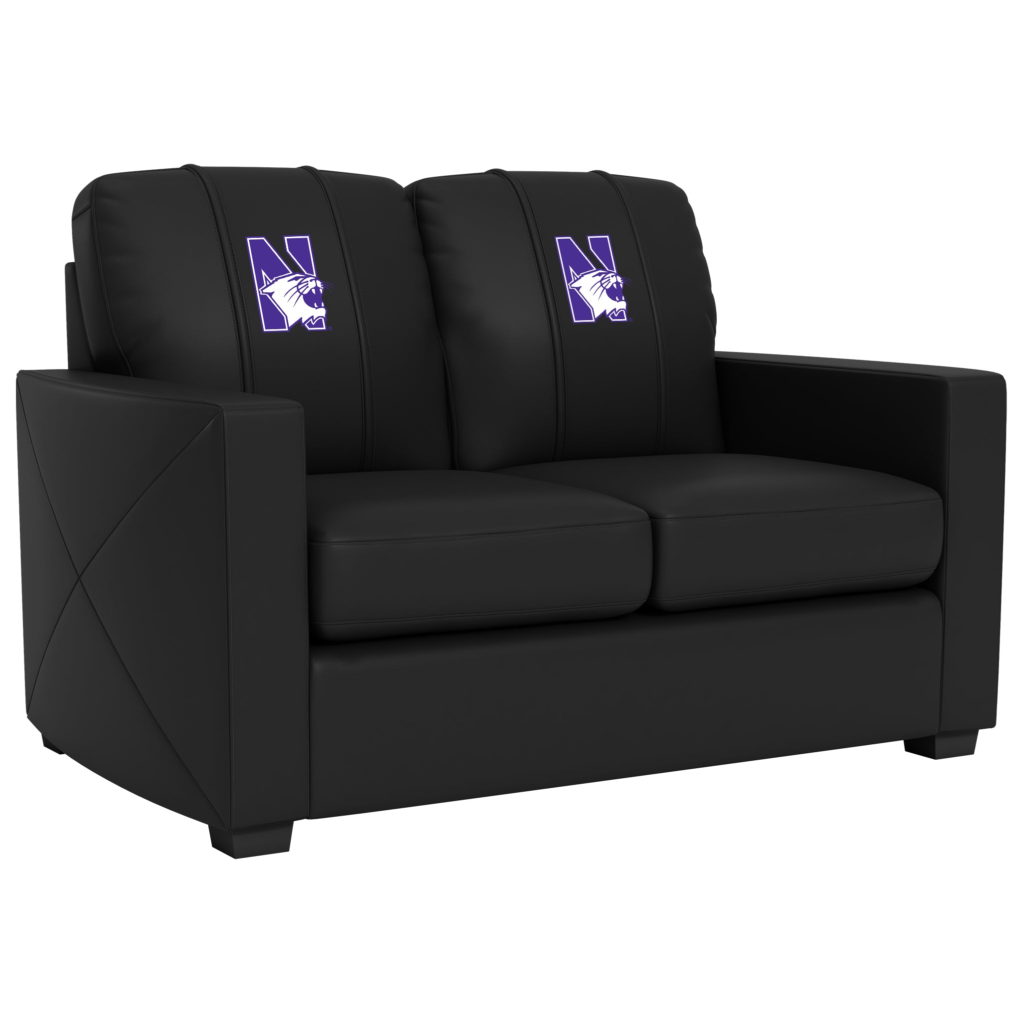 Northwestern Wildcats  Silver Loveseat with Northwestern Wildcats Logo