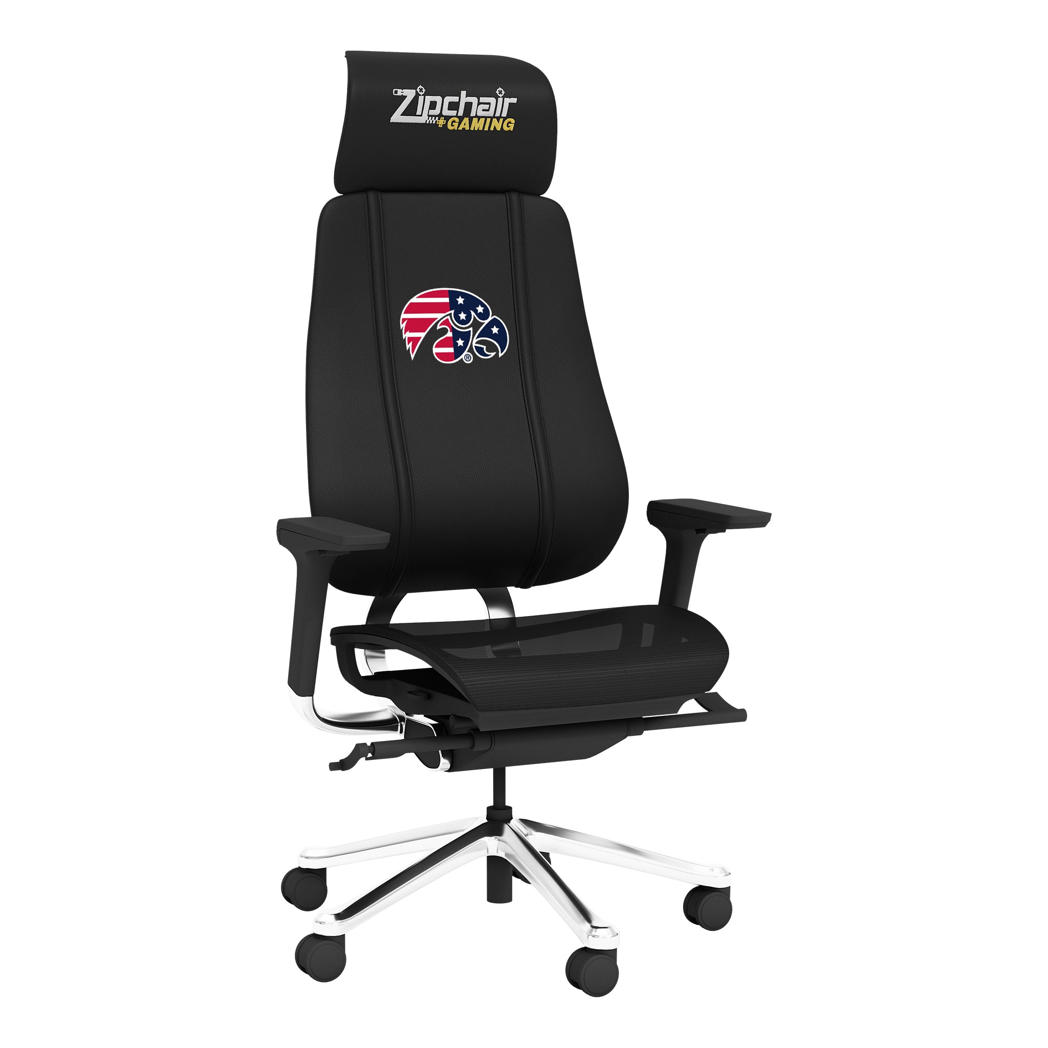 Iowa Hawkeyes PhantomX Gaming Chair with Iowa Hawkeyes Patriotic Primary Logo  