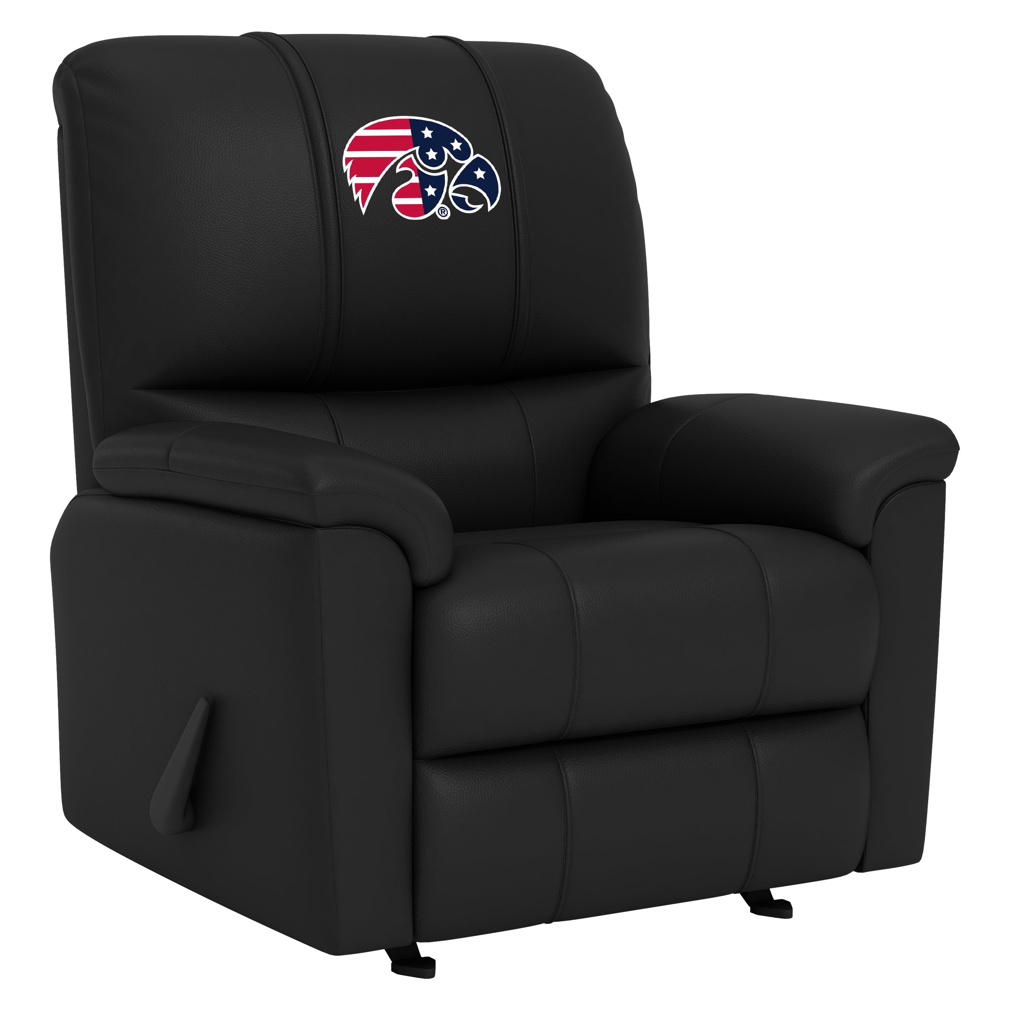 Iowa Hawkeyes Silver Club Chair with Iowa Hawkeyes Patriotic Primary Logo