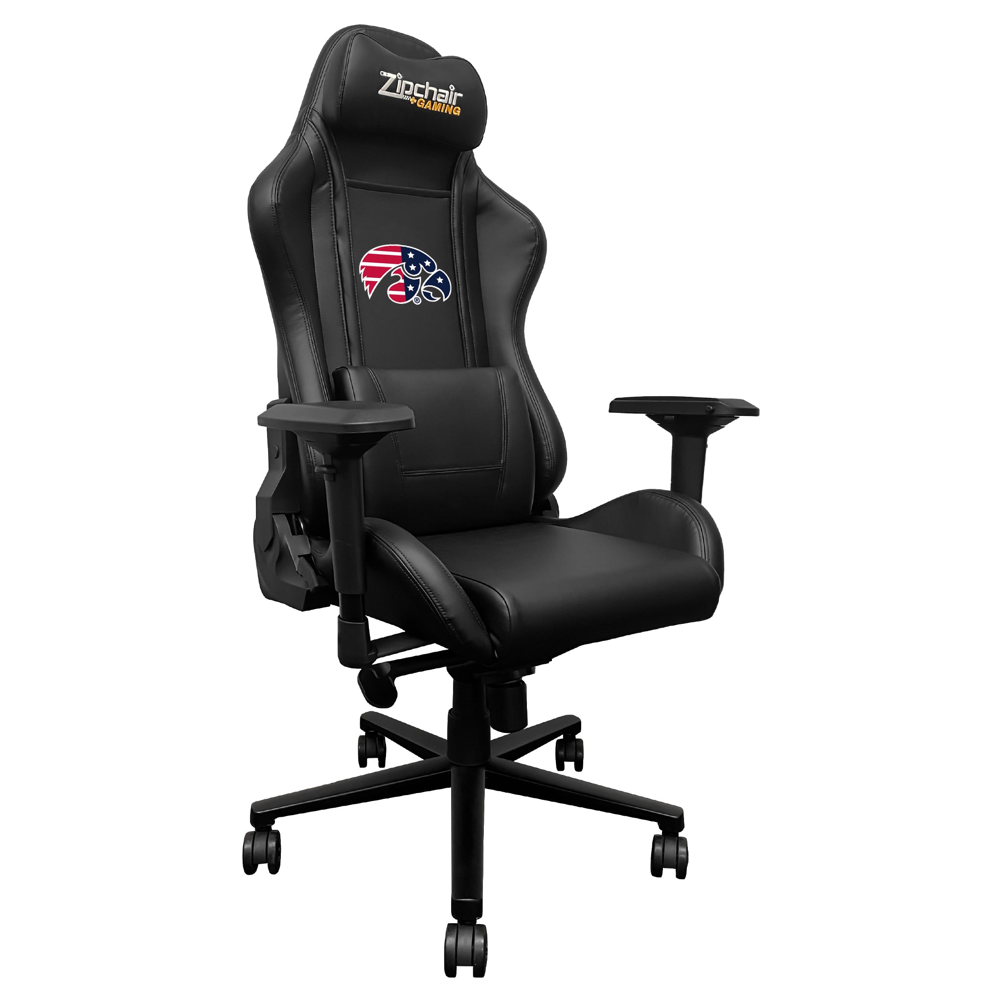 Iowa Hawkeyes Xpression Gaming Chair with Iowa Hawkeyes Patriotic Primary Logo