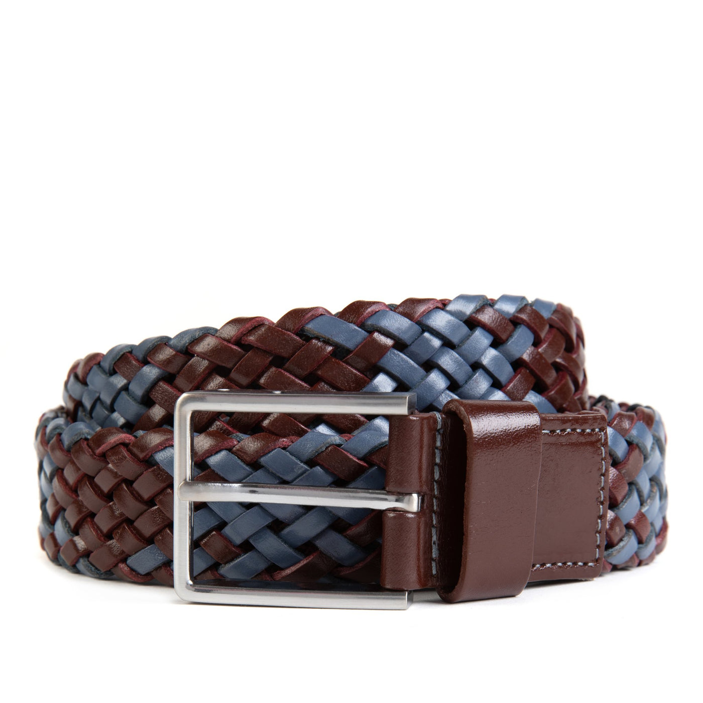 Dark Brown and Blue Payton Woven Leather Belt – Banvard & James