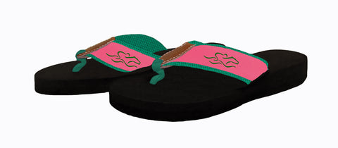green flip flops womens
