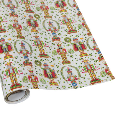 Caspari 8' Continuous Gift Wrap Roll, Dancing Santas