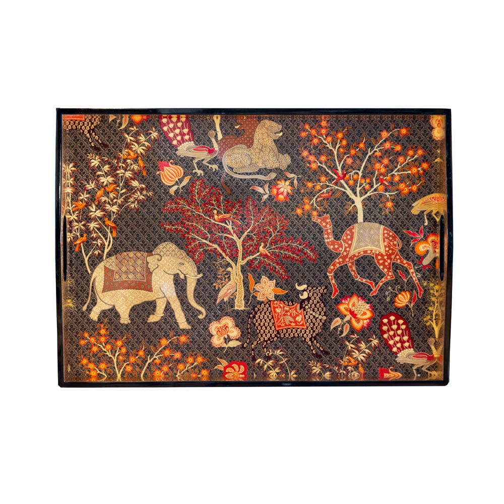 Le Jardin De Mysore Lacquer Large Rectangle Tray - 21X15 - Caspari product image