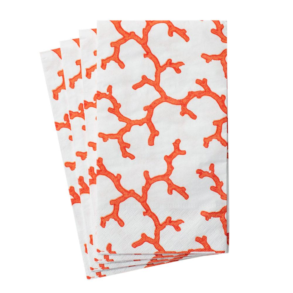 Caspari The Coral Sea Paper Guest Towel Napkins in Coral - 15 Per ...