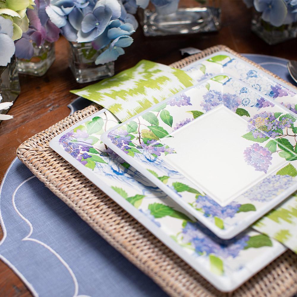 Hydrangeas and Porcelain Paper Cocktail Napkins - 20 Per Package