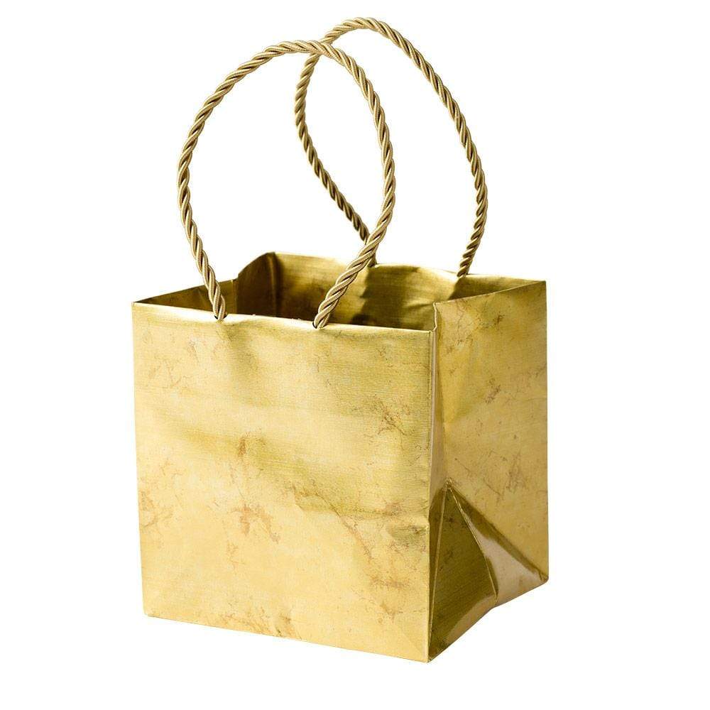 Gold Foil Gift bags with Handles, Designer Solid Gold Paper Gift