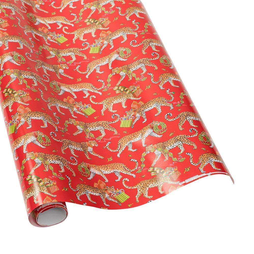 Christmas Leopards Gift Wrapping Paper in Red - 30 x 8' Roll