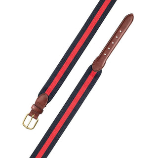 Navy & Gold Belgian Stretch Leather Tab Belt - Barrons-Hunter