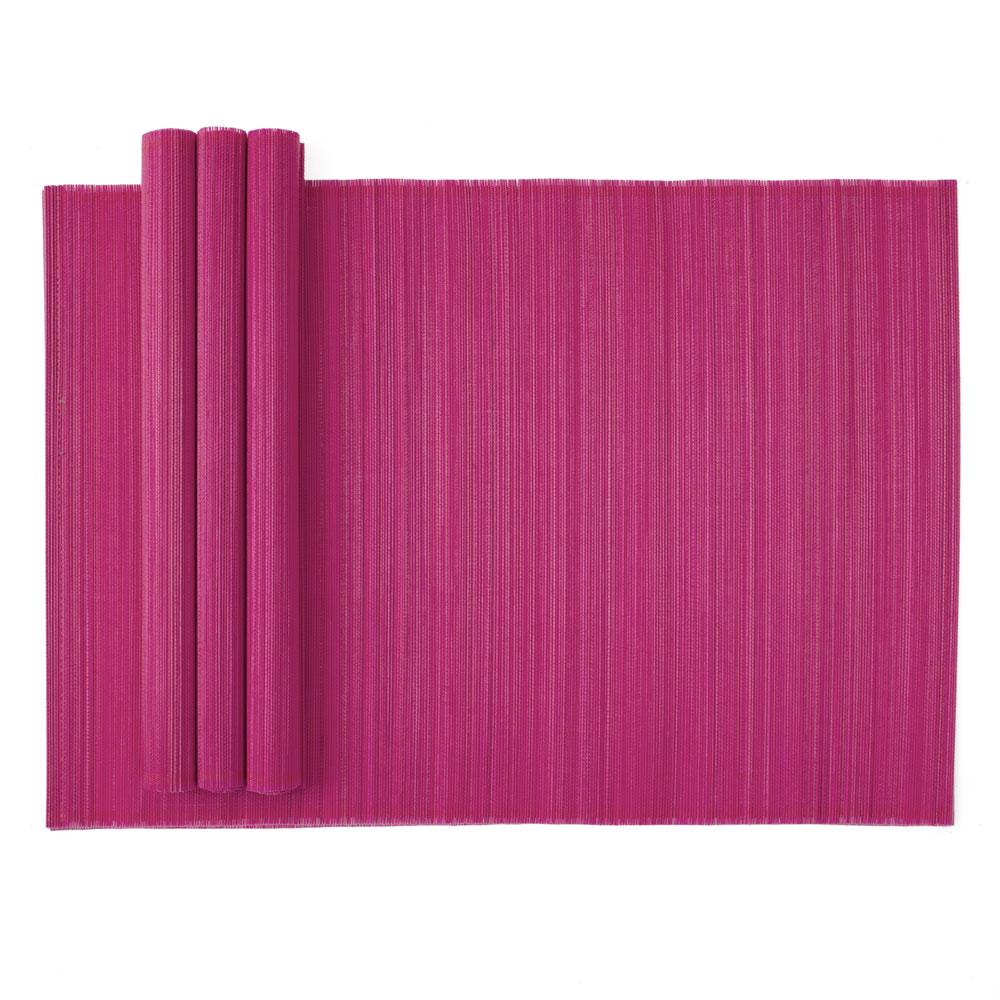 Caspari RollUp Bamboo Placemats in Fuchsia Set of 4 Caspari