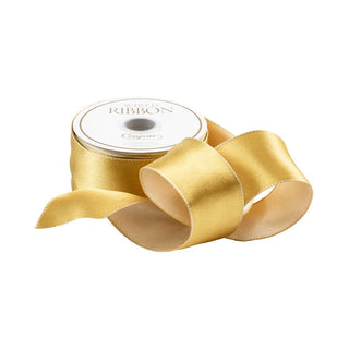3/8 Inch Double Face Satin Ribbon Gold with Silver Edge 1 spool