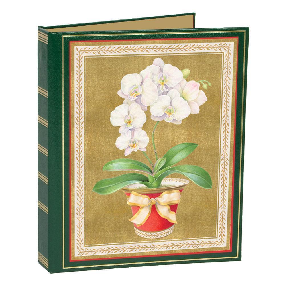 Caspari Orchid in Pot Christmas Card Address Book with Inserts