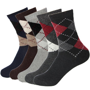 Men's Wool Blend Fun Print Business Casual Sock 5 Pair