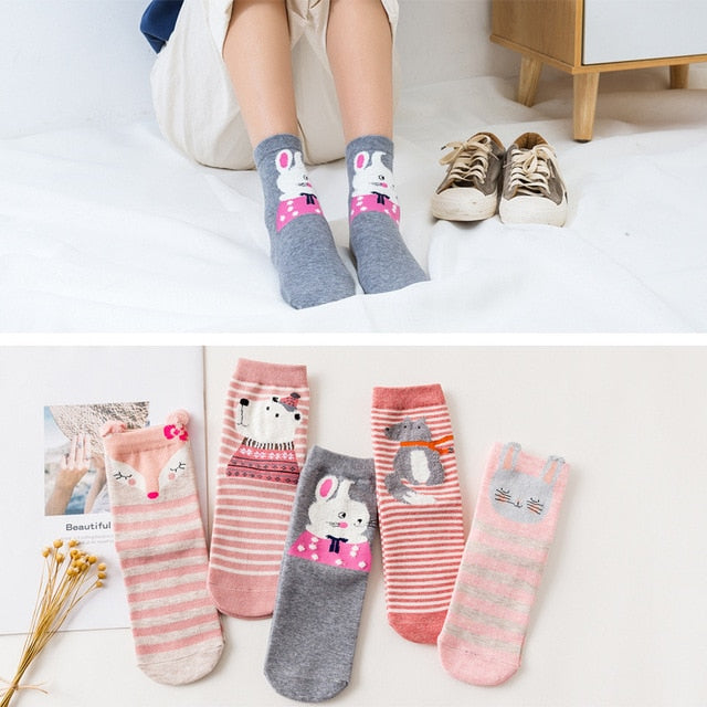 Women's and Girl's Fun Pattern Cotton Ankle Socks 5 Pairs – Sock Fetish