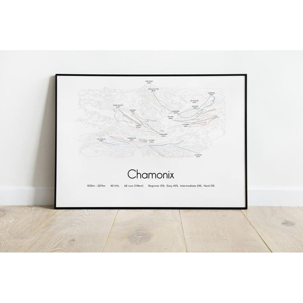 Chamonix Piste Map Wall Print