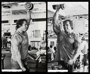 Arnold Schwarzenegger broke some rules and went beyond shoulder level on later and front raises
