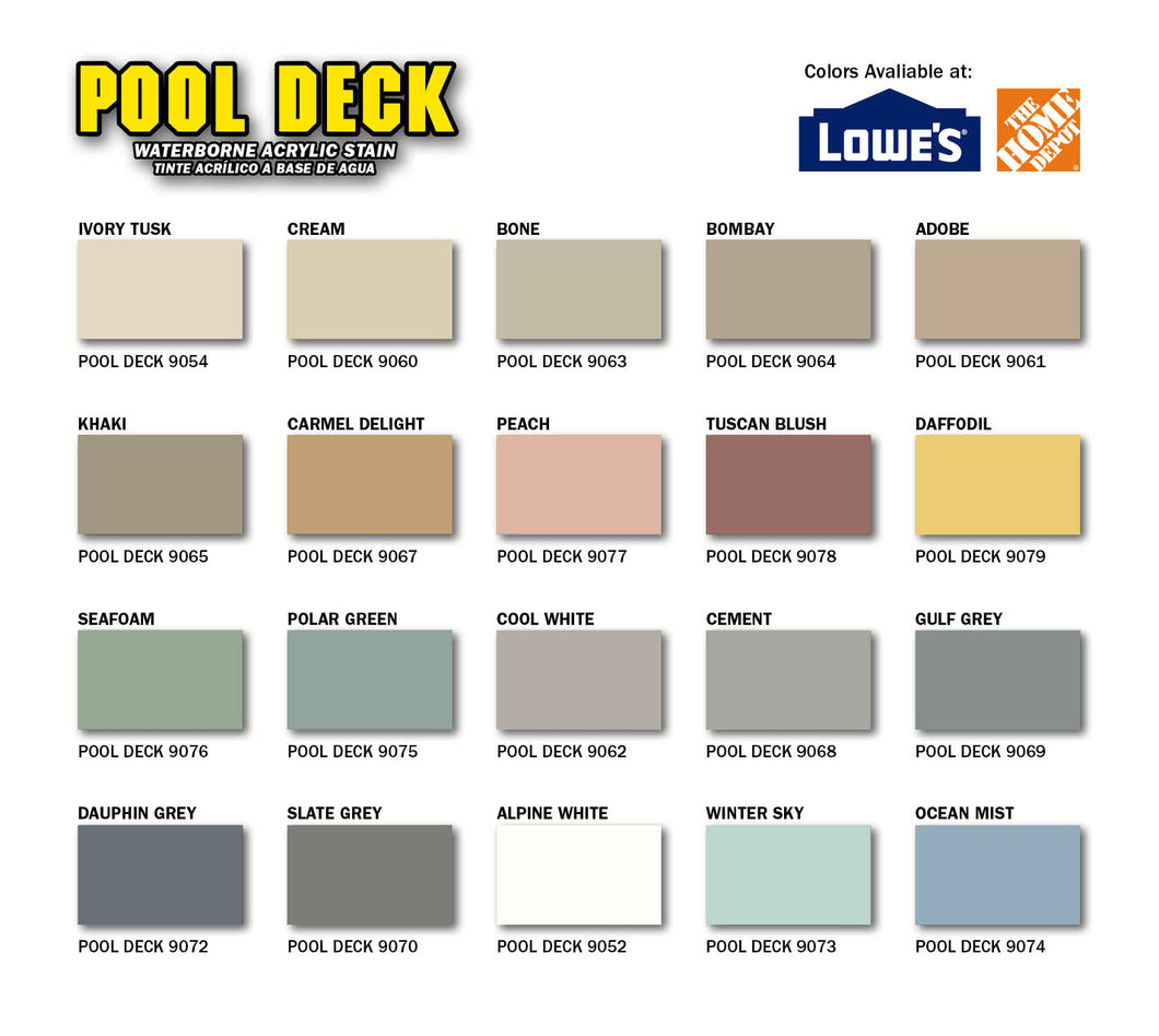 Pool Deck Paint Color Chart