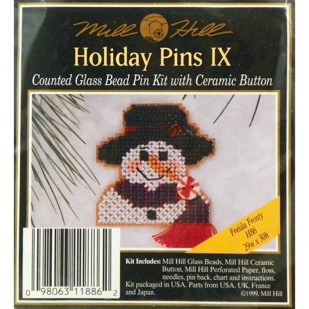 Freida Frosty Snowman - Counted Glass Bead Kit - Mill Hill