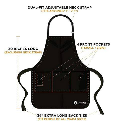 KITCHEPOOL Funny Apron for Men, Chef Aprons for Women with 3 Pockets, Adjustable Bid Kitchen Aprons for Chef, Cooking Apron F