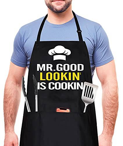  NewEleven Gift For Men, Dad, Husband, Him - Aprons For Men With  Pockets - Funny Gifts For Men, Dad, Husband, Boyfriend, Him, Brother, Uncle  - Grill Cooking BBQ Kitchen Chef Apron 
