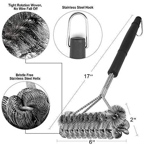 BBQ Grill Brush Stainless Steel 18 Barbecue Cleaning Brush w/Wire Bristles  & Soft Comfortable Handle - Perfect Cleaner & Scraper for Grill Cooking