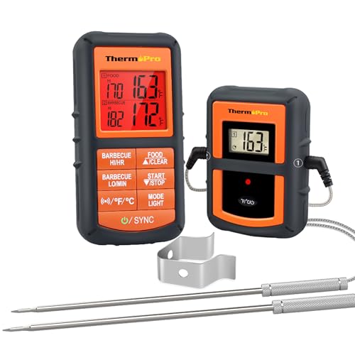 ThermoPro TP829 Wireless Meat Thermometer for Grilling and Smoking with  ThermoPro TP610 Programmable Dual Probe Meat Thermometer with Alarm