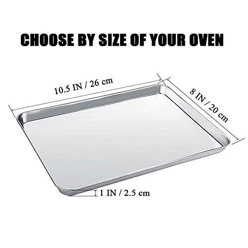 P&P CHEF Toaster Oven Tray, Stainless Steel Toaster Oven Pan, Rectangle  10.5''x8''x1'', Mirror Finish & Dishwasher Safe，Fit Small Toaster Oven
