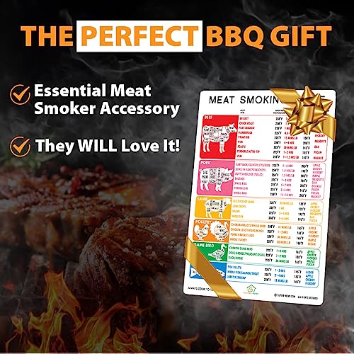 3PC Meat Smoker Guide，Meat Temperature Magnet,Meat Temperature Chart,BBQ  Grill Smoker Accessories,Smoker Accessories Gifts for Men-Cook
