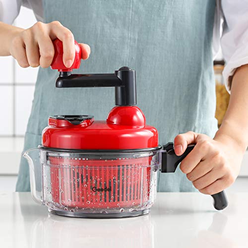 Geedel Manual Vegetable Chopper, Stainless Steel Blade, Fast Chopping and Easy Cleaning, Dishwasher Safe, Mince & Chopper, Size: Small, Red