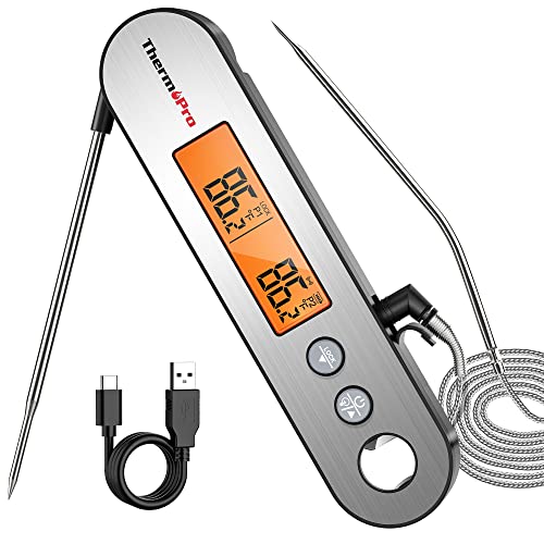 ThermoPro TP710 Instant Read Meat Thermometer Digital for Cooking, 2-in-1  Waterproof Kitchen Food Thermometer with Dual Probes and Dual Temperature