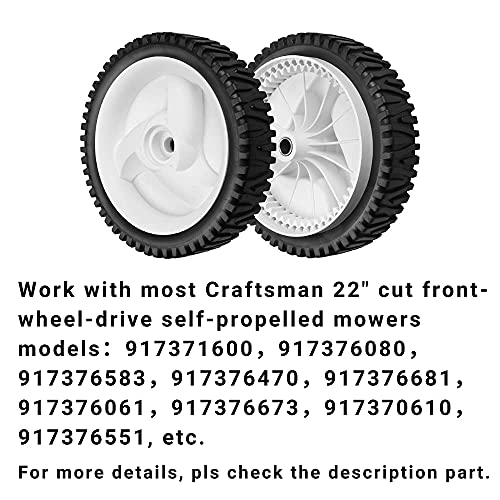 532403111 Front Drive Wheels Fit for Craftsman Mower - 194231X427 Front Drive Tires Wheel Fit for Craftsman & HU Front Wheel Drive Self Propelled Lawn Mower Tractor, 2 Pack, White - Grill Parts America
