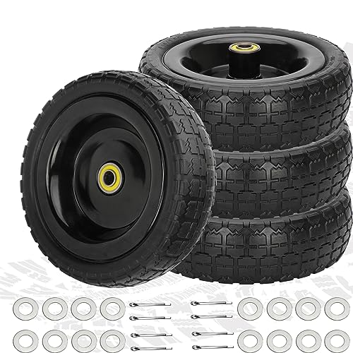 20x1.95 Flat Free Cart Wheels Compatible with rubbermaid Wheelbarrow  Wheels, 20 Flat Free Tires with 5/8 Bearing Replacement for rubbermaid  Cart