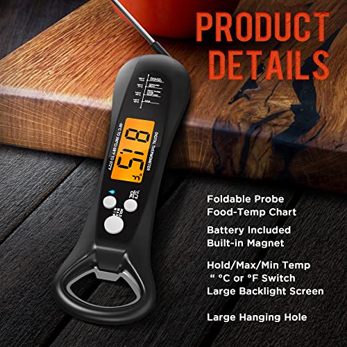 Lonicera Instant Read Digital Meat Thermometer for Food, Bread Baking,  Water and