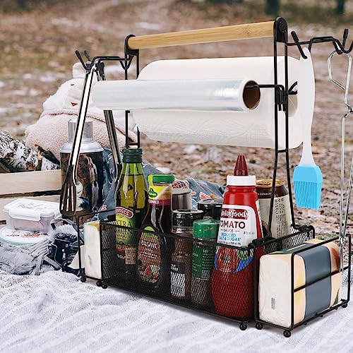 FANGSUN Large Grill Utensil Caddy, Picnic Condiment Caddy, BBQ