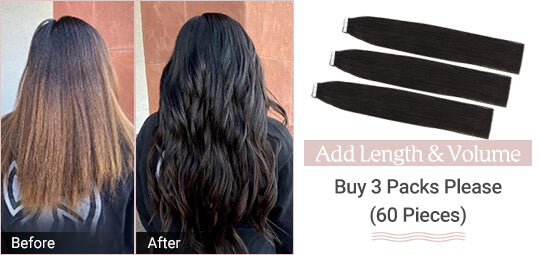 tape in hair add length & volume