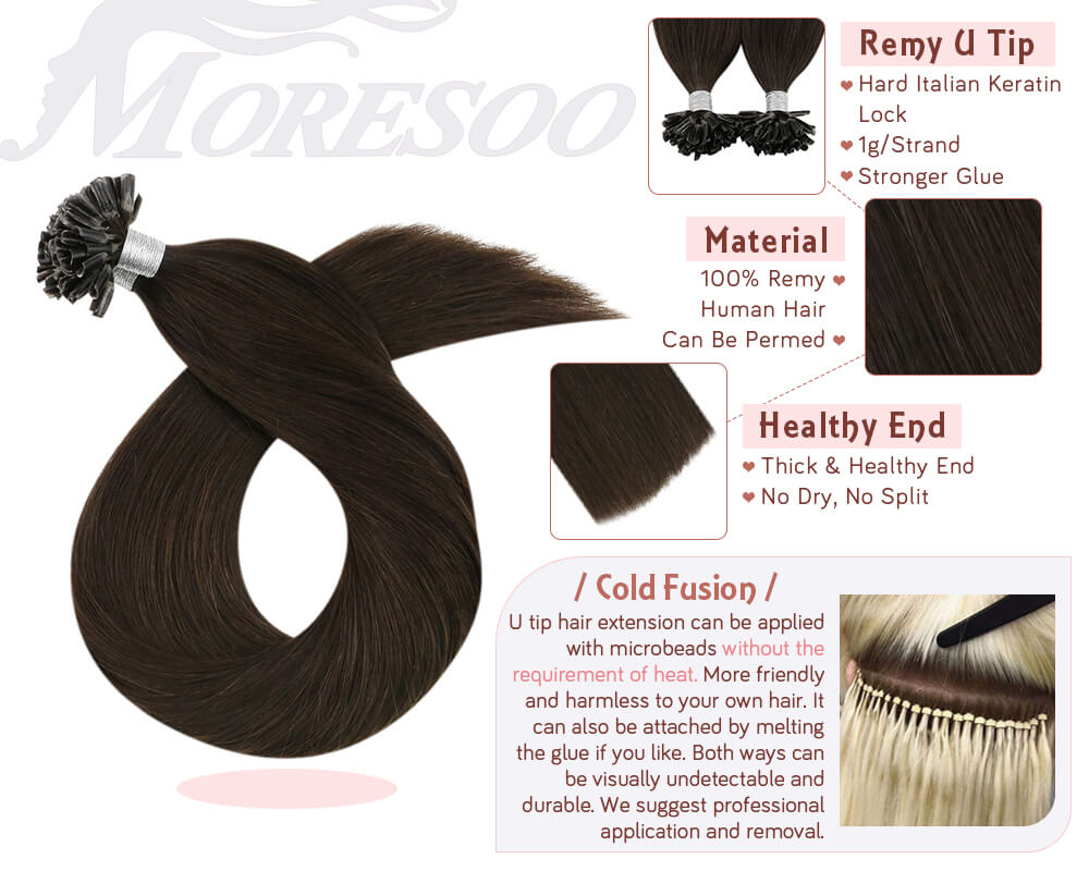 darkest brown u tip remy hair extensions