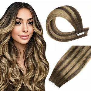 Balayage Dark Brown Tape In Hair Extensions Virgin Human Hair (#BM) - moresoo - Moresoo Tape Hair Extensions
