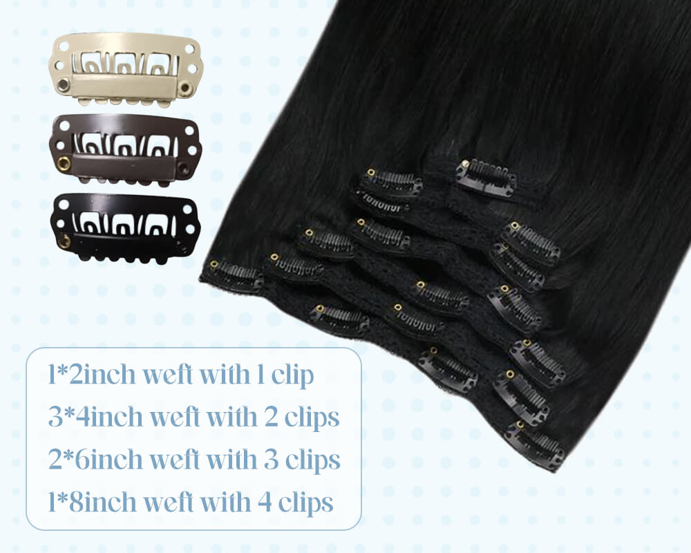 clip in hair extension detail high quality human hair