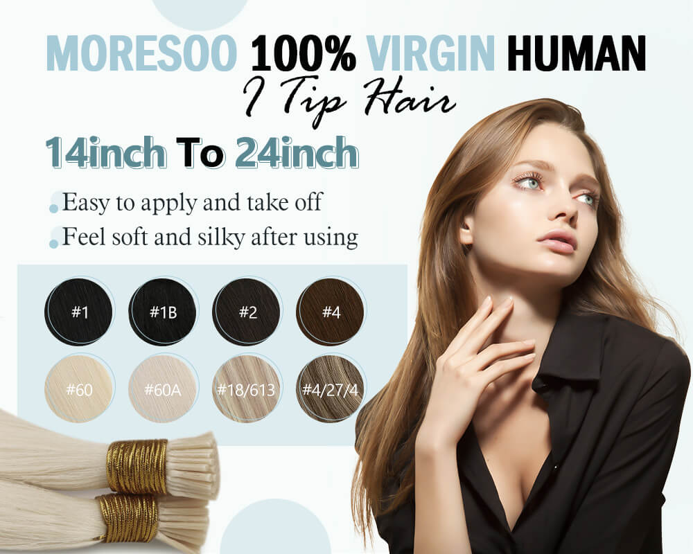 moresoo virgin i tip hair extensions human hair