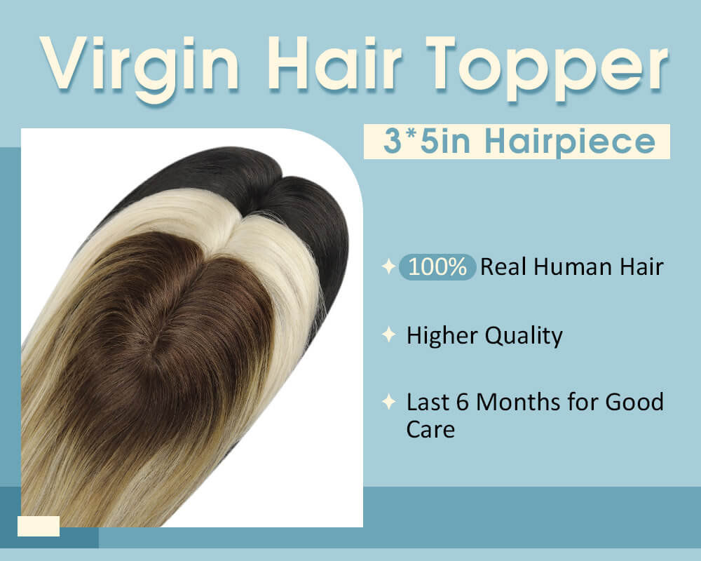 hair topper straight human hair piece contains 40% Virgin hair for hair loss for women