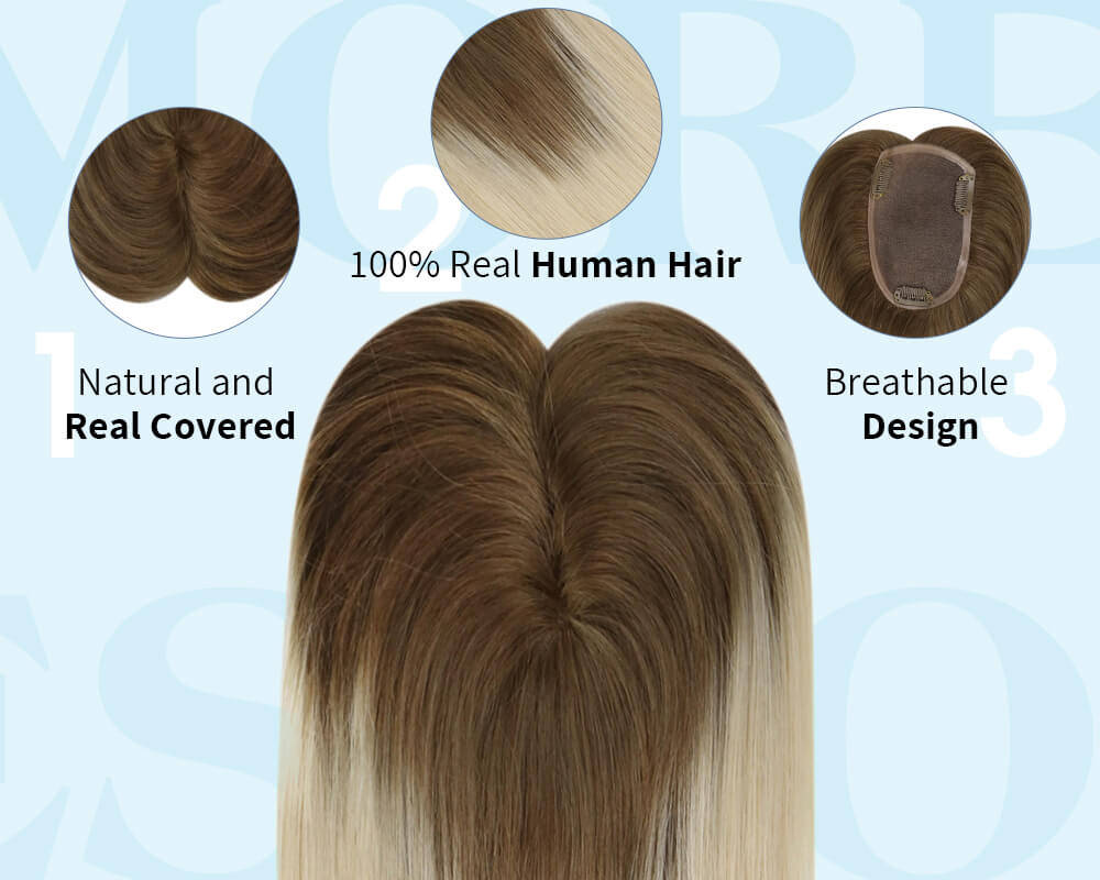 Moresoo hair topper human hair pieces for thinning hair