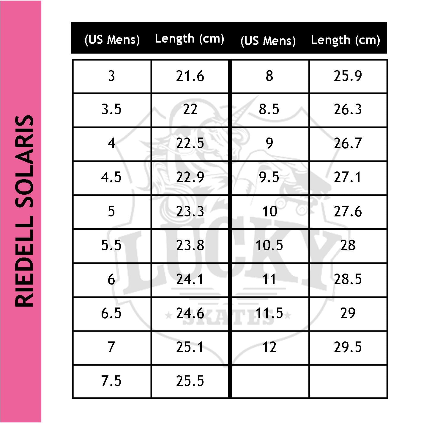 Riedell Size Chart