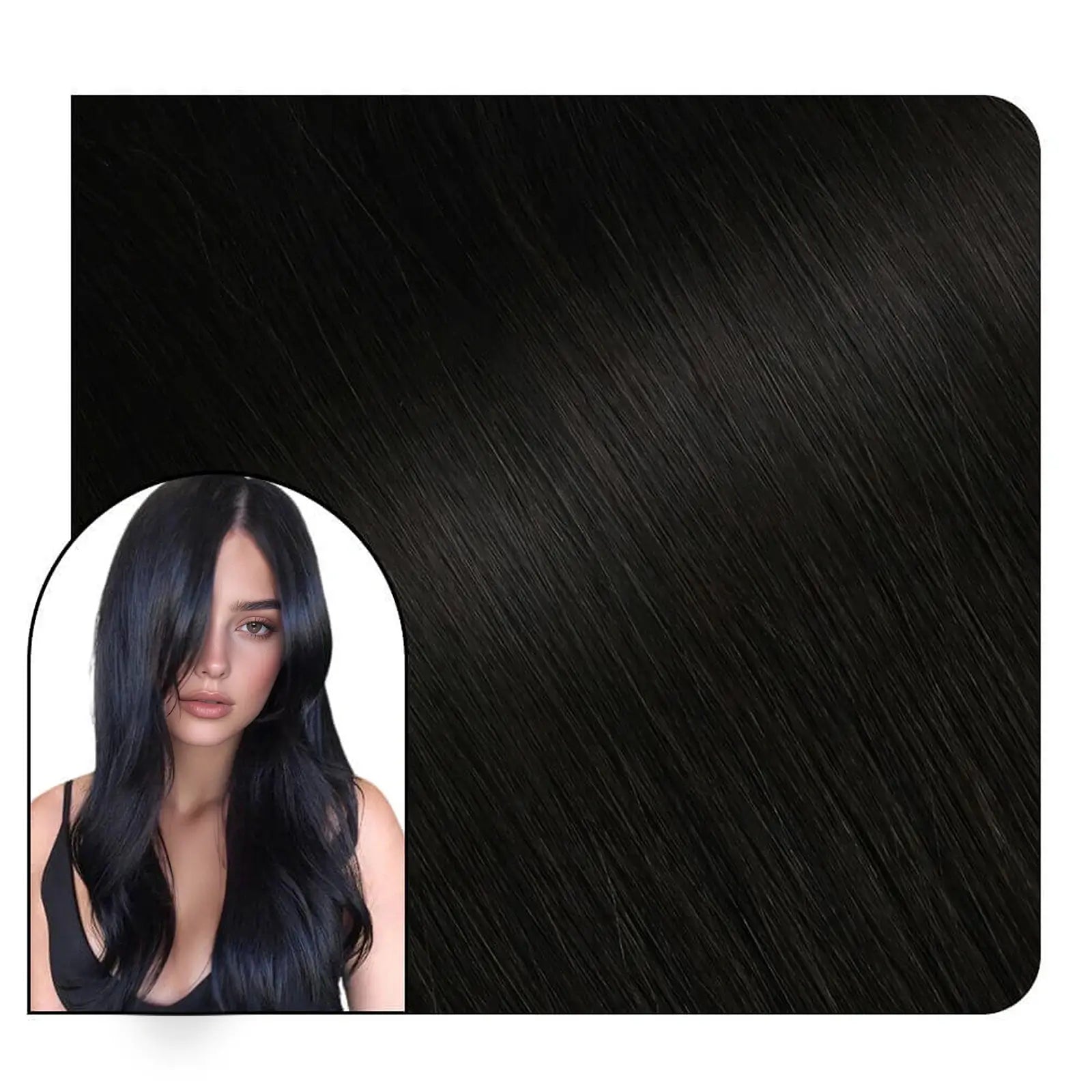 [Virgin Hair] Hand Tied Weft Extensions Human Hair Natural Black #1B