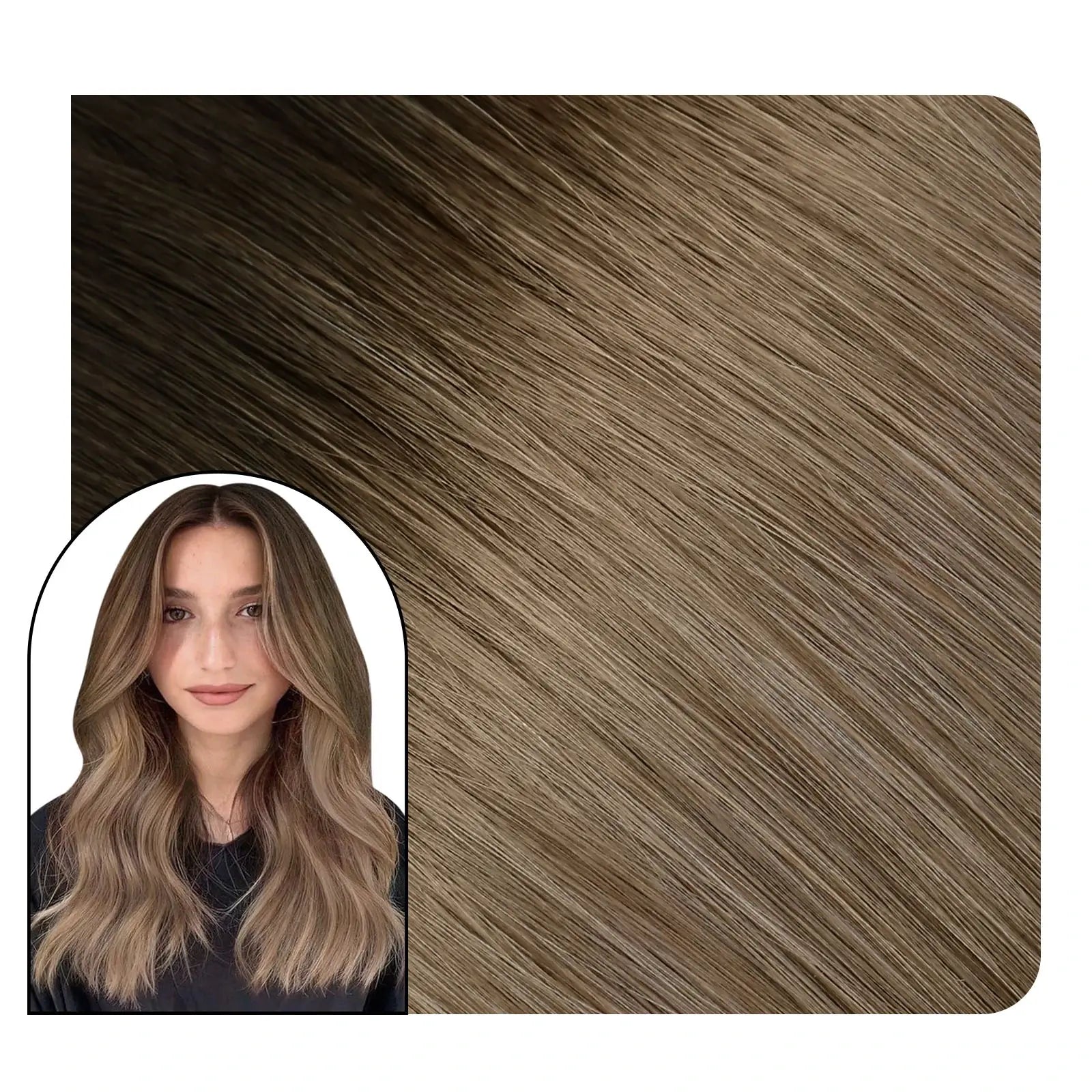 [Virgin+] Seamless Injection Tape in Balayage Virgin Hair Extensions #R2/DXB/18
