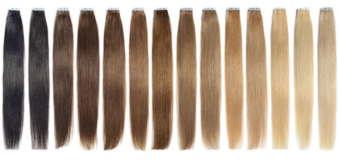 Different color for tape in hair extensions