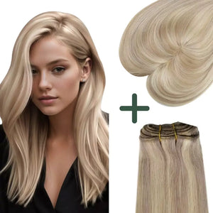 [Bundle Product] Virgin Hair Toppers And Weft Hair Extensions Highlighed #18/613 - UgeatHair Official Store