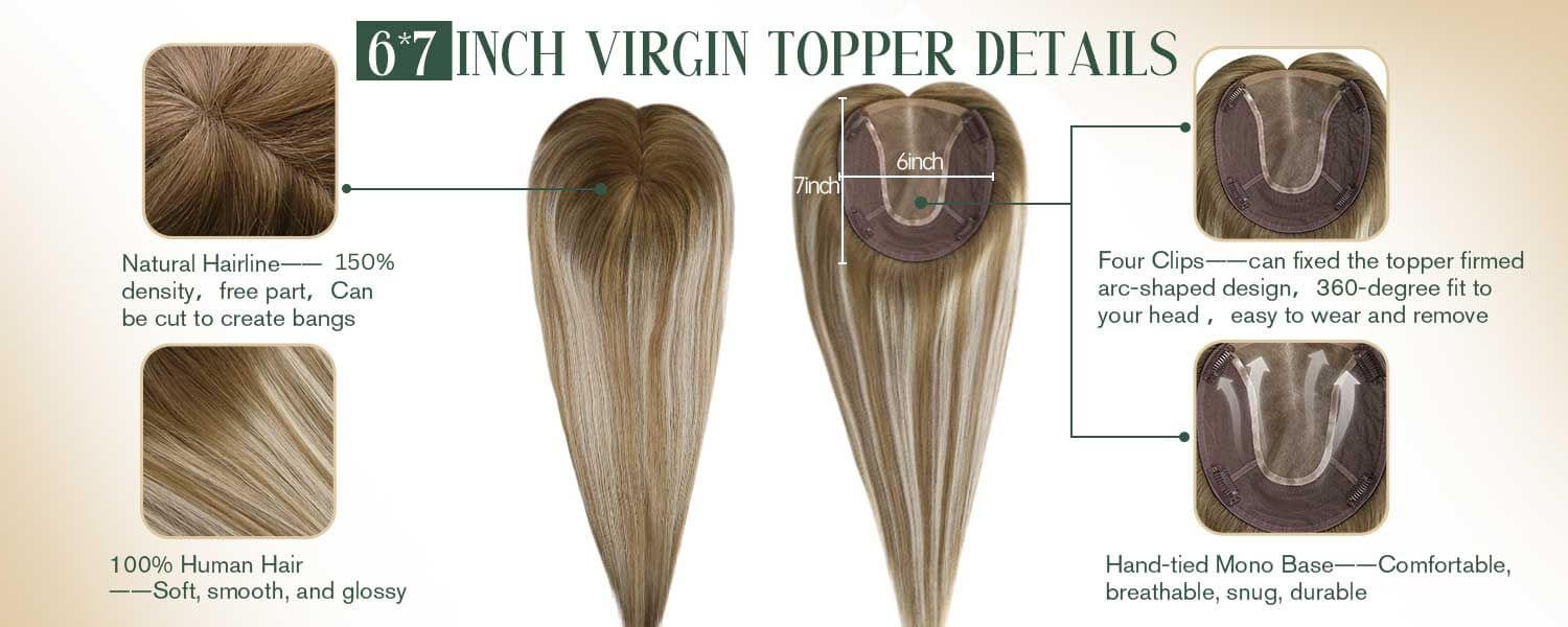 large base virgin hair topper