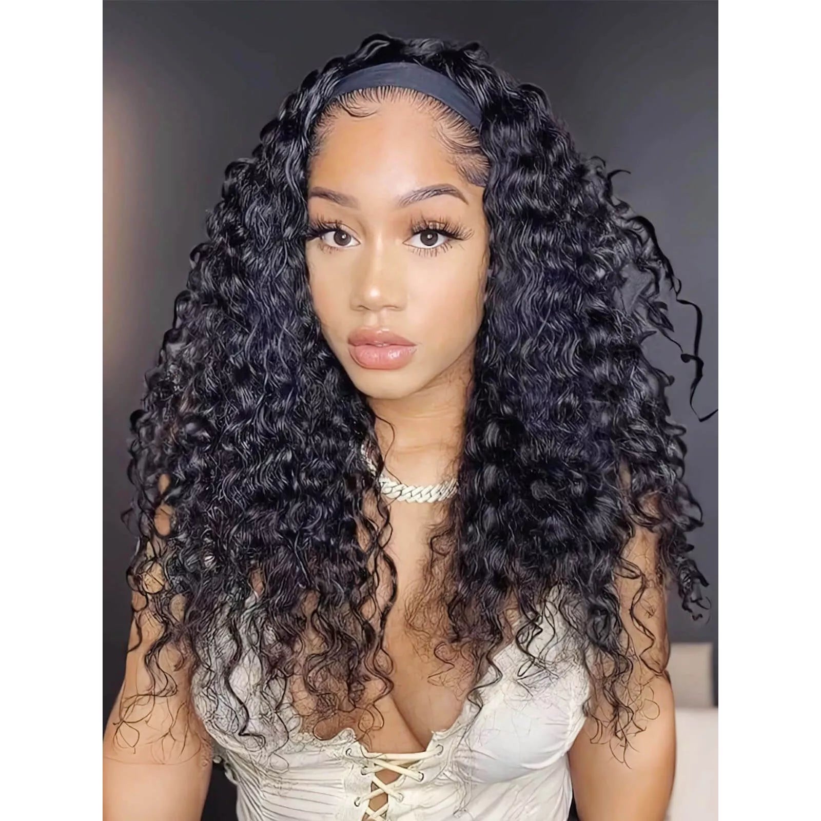 [50% OFF Wigs] 100% Human Hair Headband Wigs Natural Black Kinky Curly For Women #1B